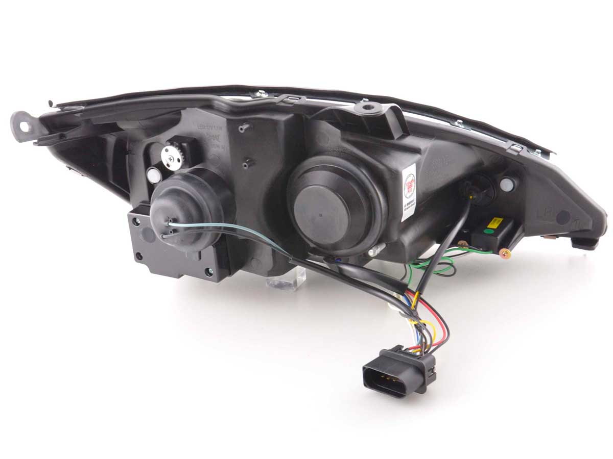Scheinwerfer Set Daylight LED TFL-Optik Ford Focus 3/4/5-trg. 01-04 chrom Scheinwerfer Set Daylight LED TFL-Optik Ford Focus 3/4/5-trg. 01-04 chrom